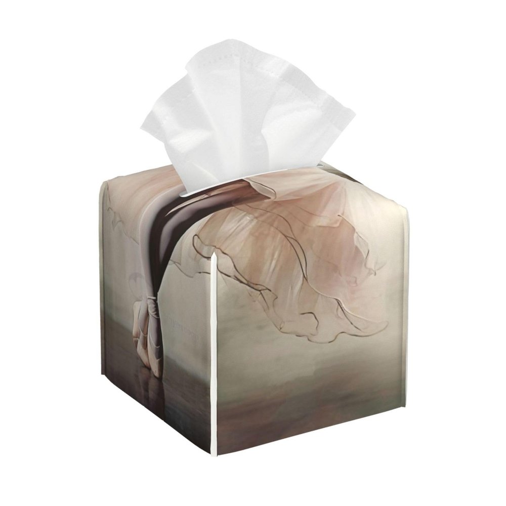 Ballet Shoes Printed Tissue Box Cover | Square Leather Tissue Paper Holder for Home Hotel Car Office Decor