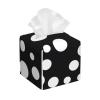 Black & White Big Dot Printed Tissue Box Cover | Square Leather Tissue Paper Holder for Home Hotel Car Office Decor view 1