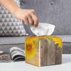 Plants Theme Sunflower Printed Tissue Box Cover | Square Leather Tissue Paper Holder for Home Hotel Car Office Decor view 4