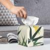 Birds Landed On Bamboo Printed Tissue Box Cover | Square Leather Tissue Paper Holder for Home Hotel Car Office Decor view 4