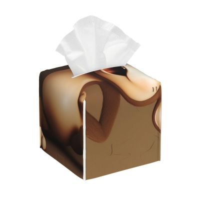 Cute Monkey Printed Tissue Box Cover | Square Leather Tissue Paper Holder for Home Hotel Car Office Decor