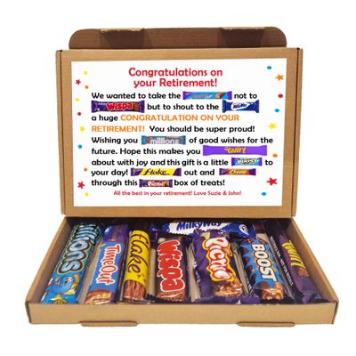 Personalised Retirement/Leaving Job Gift Box Good Luck Treat Box Letterbox Gift Hug in a Box Chocolate Poem Unique - Multi - We/Us