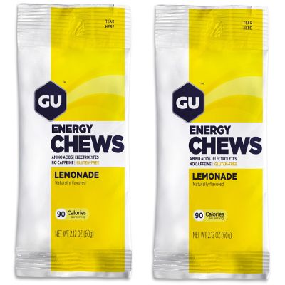 GU Energy Chews Double Serving Packs. Energy Gummies with Electrolytes for Running, Cycling, Triathlon & Other Sports - Pack of 2 (Lemonade)