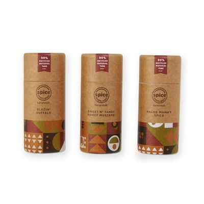 Kamenstein Kraft Paper Spice Tube Set, Packaging made of 99 percent recycled material, with Spices Included, Tasty Tailgates