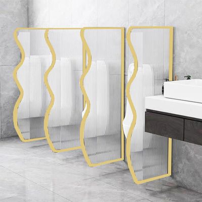 YXFAZPP Urinal Partition Hotel Public Toilet Urinal Divider with Translucent Glass, Shopping Malls Urinal Partition for Privacy Protection, Men's Waterproof Urinal Screen (Gold 3PCS)