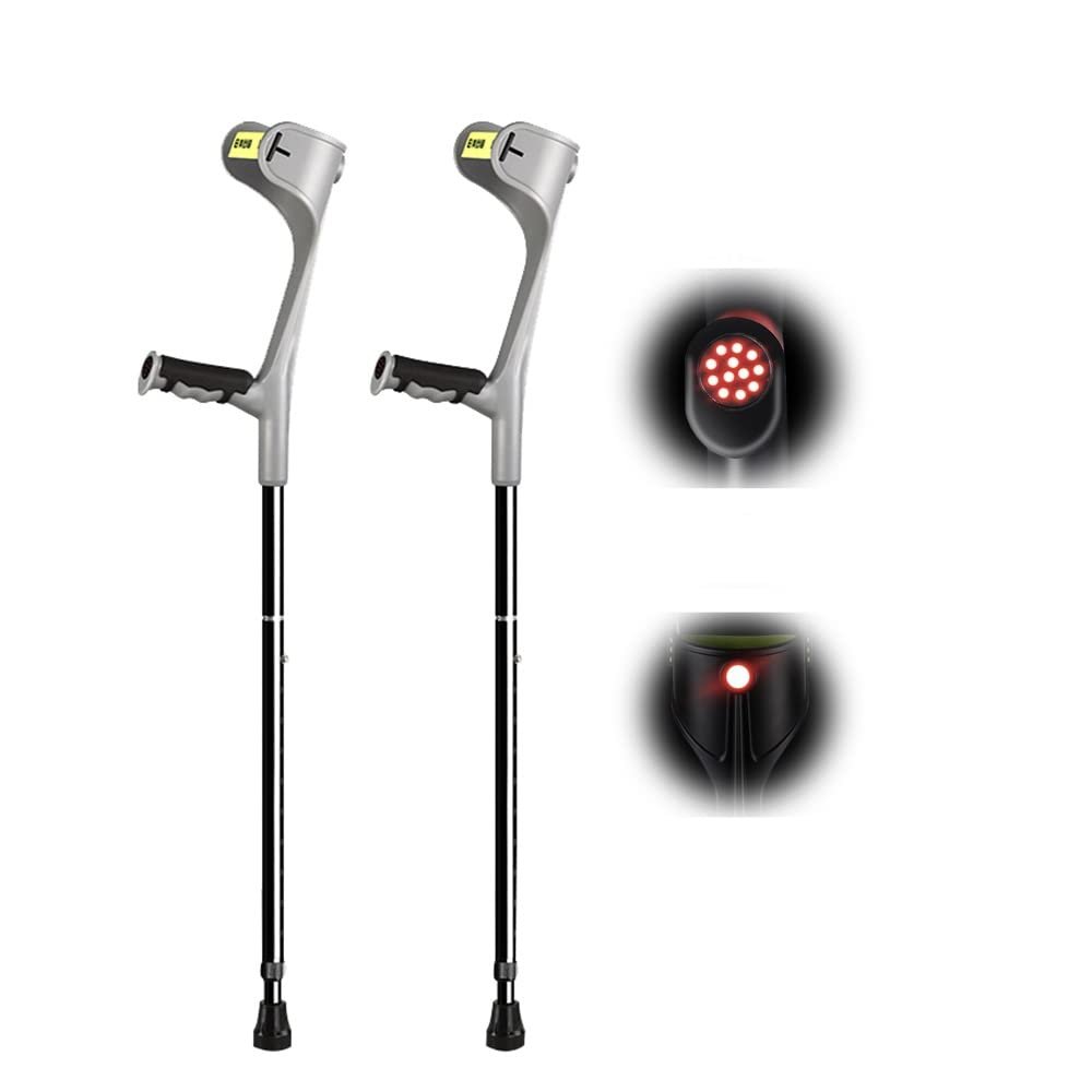 1 Pair of Forearm Crutches,Crutches for Adults,Comfortable Grip,Crutches for Walking,Heavy Duty Non-Slip Rubber Feet,Mobility Aid for Elderly, Seniors & HandicapGrey It's so kind of you Safehappy
