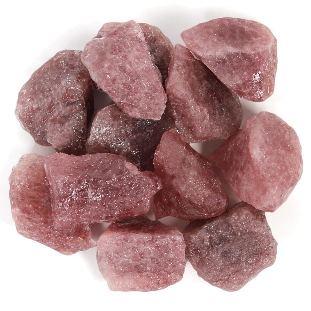 1.1lb Bulk Raw Red Strawberry Quartz Stone Rough Crystal-Natural Raw Stones Crystal for Tumbling, Cabbing, Fountain Rocks, Decoration,Polishing, Wire Wrapping, Wicca & Reiki Crystal Healing