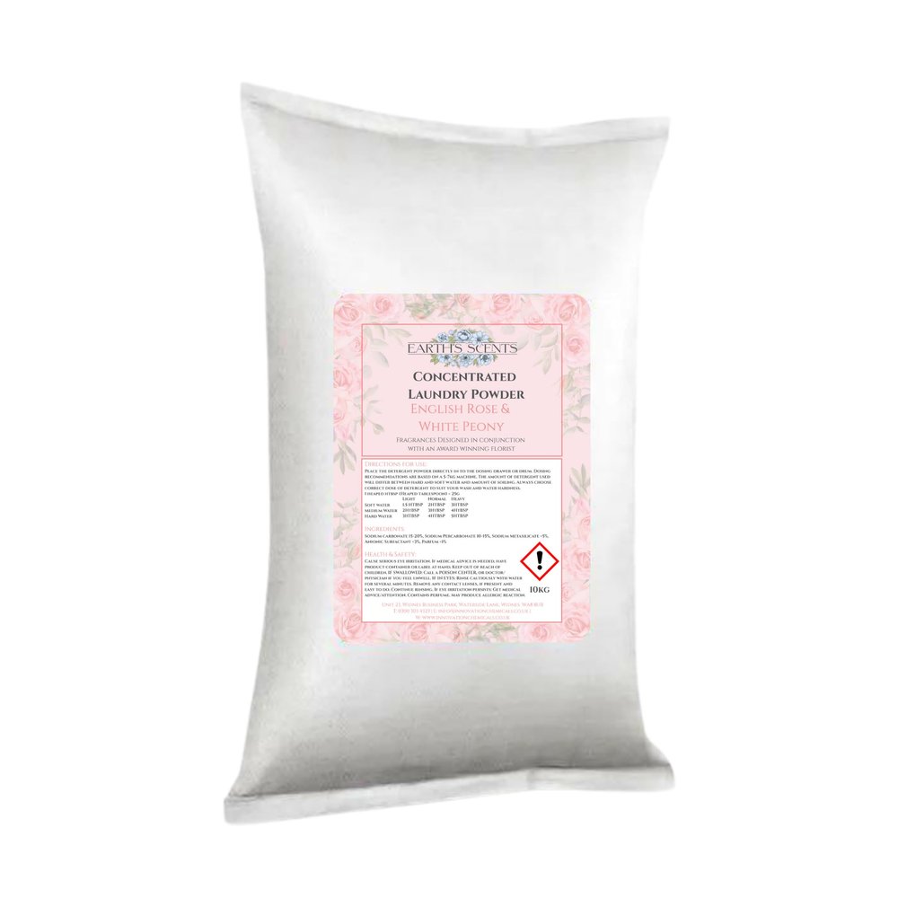 Earth's Scents English Rose & Peony Non-Bio Washing Powder 10KG - Professional Laundry Detergent 200 Washes