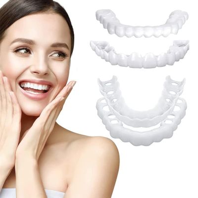 1 Piece False Teeth Veneers Silicone Dentures for Men and Women, Instant Veneers Dentures Comfort Fit Teeth Straightening Kit, Protect Your Teeth and Fix Confident Smile