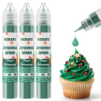 Christmas Green Food Colouring - 30ml3 Bottles Concentrated Food Colouring Liquid for Baking, Cake Decorating, Candy, Macaron, Icing and Cooking (Christmas Green, 3 Bottles x 30ml)