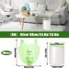 100 x 30 Liter Green Bin Bags with Handle, 23.6 * 25.6in/8Gallon Portable Food Waste Bags Medium Kitchen Bin Liners Food Caddy Bags for Office Bathroom Kitchen Garbage Bin view 2