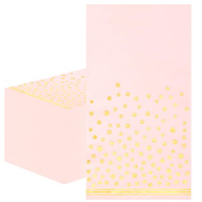 100 Pcs Pink Napkins Disposable - Pink and Gold Dinner Napkins Light Pink Paper Napkins for Bathroom Wedding Bridal Baby Shower Birthday Party Supplies