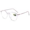 ABETOS Womens Mens Reading Glasses Retro Polygon Metal Blue Light Blocking Readers Fashion Lightweight Round Lens Eyeglasses Anti Eyestrain, Transparent Purple 200 view 1