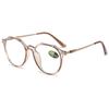 ABETOS Womens Mens Reading Glasses Retro Polygon Metal Blue Light Blocking Readers Fashion Lightweight Round Lens Eyeglasses Anti Eyestrain, Transparent Brown 050 view 1