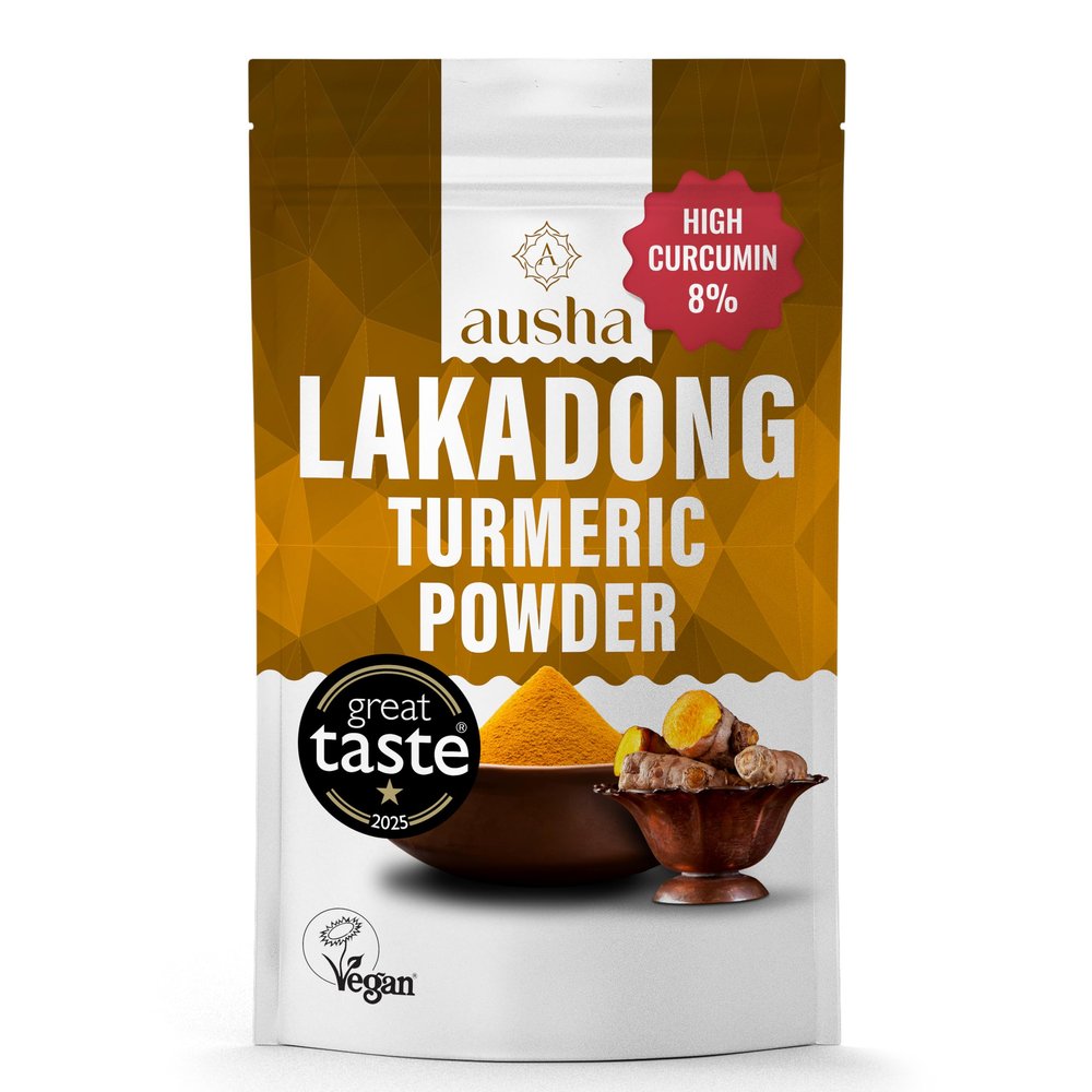 Ausha Lakadong Turmeric Powder 1kg - 8-9% Curcumin, 1* GREAT TASTE AWARD 2025 - Double Strength Turmeric - Premium Quality