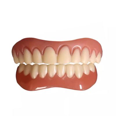 Flipped Warmth 2 Pairs Dentures False Teeth Fake Teeth White for Upper and Lower Veneers Teeth Instant Perfect Smile Silicone Tooth Whitening Clip on Veneers for Men Women