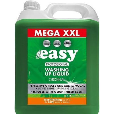 Easy Original Dish Washing Up Liquid 5L  Powerful Kitchen Detergent Soap with Clean Fresh Scent, Tough on Grease, Long-Lasting Bulk Refill for Dishes, Pans & Surfaces  5 Litre Bottle
