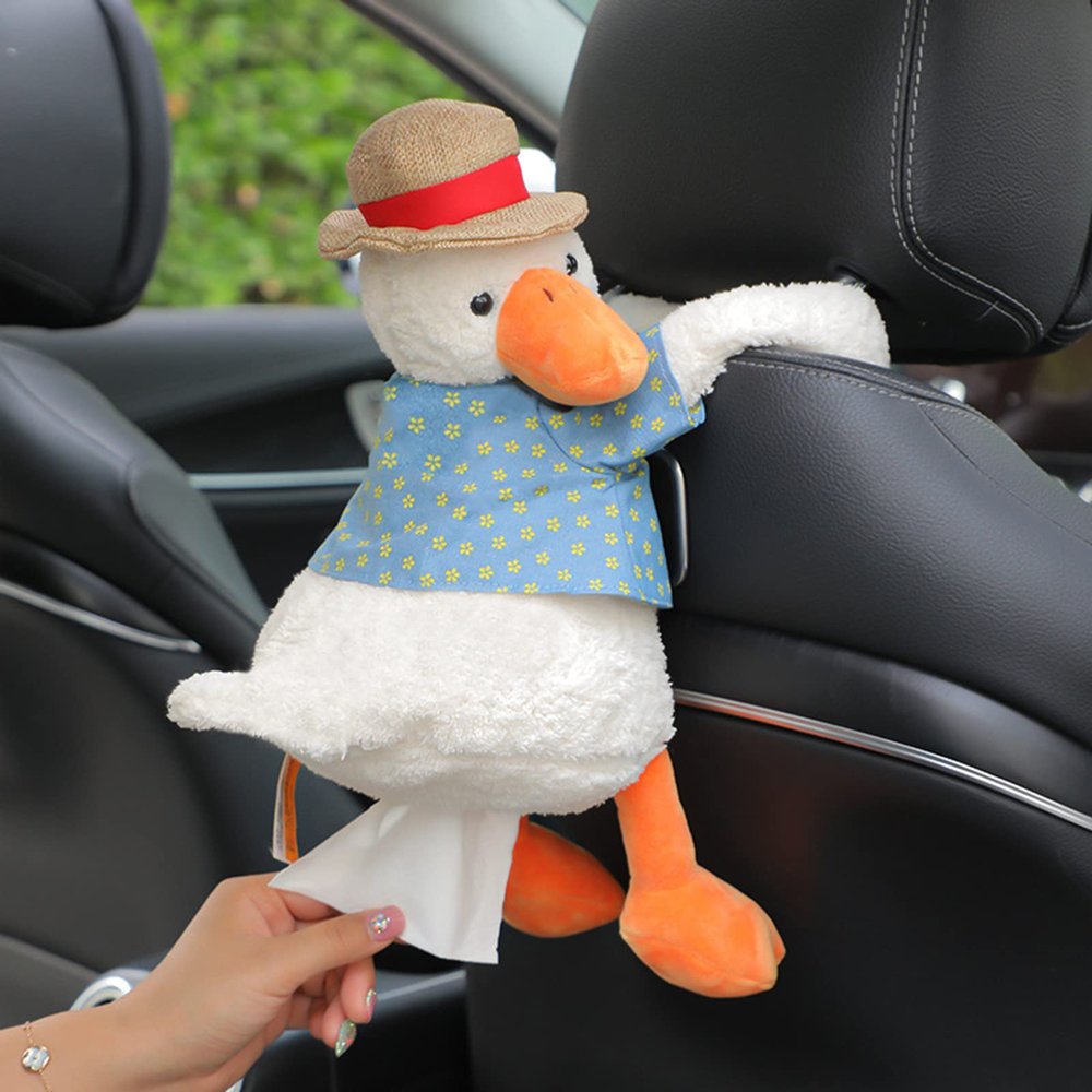Soft Plush Car Tissue Holder Hanging Car Tissue Box Cover Organizers Portable Cartoon Animal, Paper Storage Napkin Box for Home Office Car Bathroom Decoration (B)