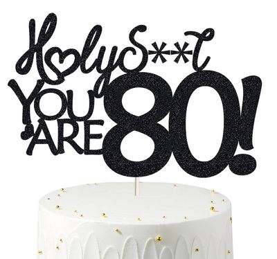 80 Cake Toppers, 80 Birthday Cake Toppers-Black Glitter, Funny 80th Cake Topper for Men For Women, 80th birthday decorations,80th Birthday Cake Topper Eighty Happy 80th Birthday Cake Topper