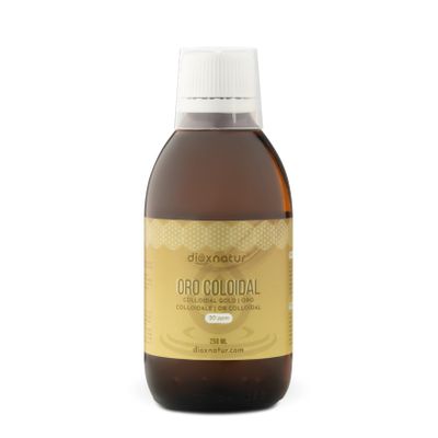 DIOXNATUR Colloidal Gold 20 ppm - High Concentration - Pure 24k 99.99% - Liquid 250ml