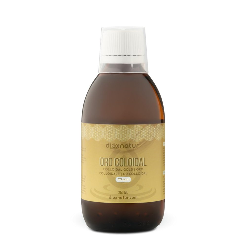 DIOXNATUR Colloidal Gold 20 ppm - High Concentration - Pure 24k 99.99% - Liquid 250ml