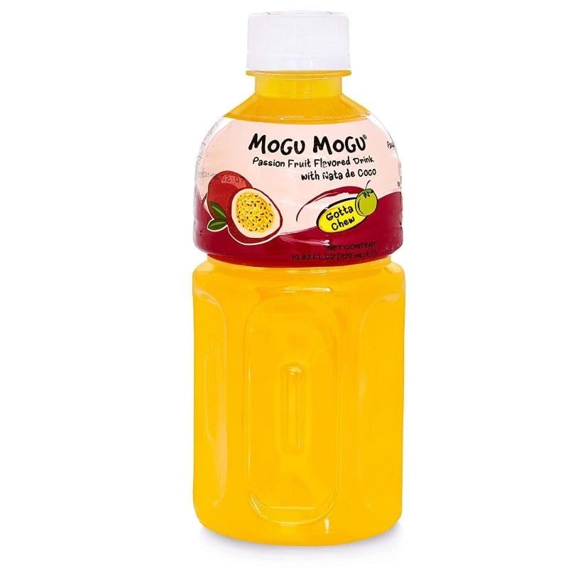 Mogu Mogu Nata De Coco Passion Fruit Flavored Drink | 320ml | Mogu Mogu Flavored Drinks | Nata De Coco | Jelly Texture | Refreshing Taste | Pack of 3 | Passion Fruit | Bottled Drink