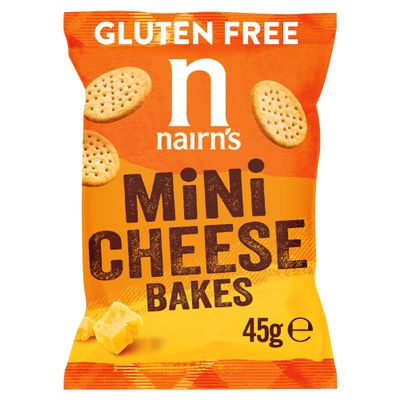 Nairn's Gluten Free Mini Cheese Bakes - 45g - Wholegrain Oats - Source of Fibre - Healthy Cheese Snacks - Suitable for Coeliacs - 28 in Total