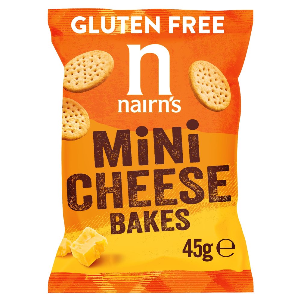 Nairn's Gluten Free Mini Cheese Bakes - 45g - Wholegrain Oats - Source of Fibre - Healthy Cheese Snacks - Suitable for Coeliacs - 28 in Total