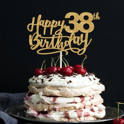 38 Birthday Cake Toppers, 38th birthday decorations, 38th Cake Topper for Men,38 Cake Topper For Women, 38th Birthday Cake Topper thirty eight Gold Glitter