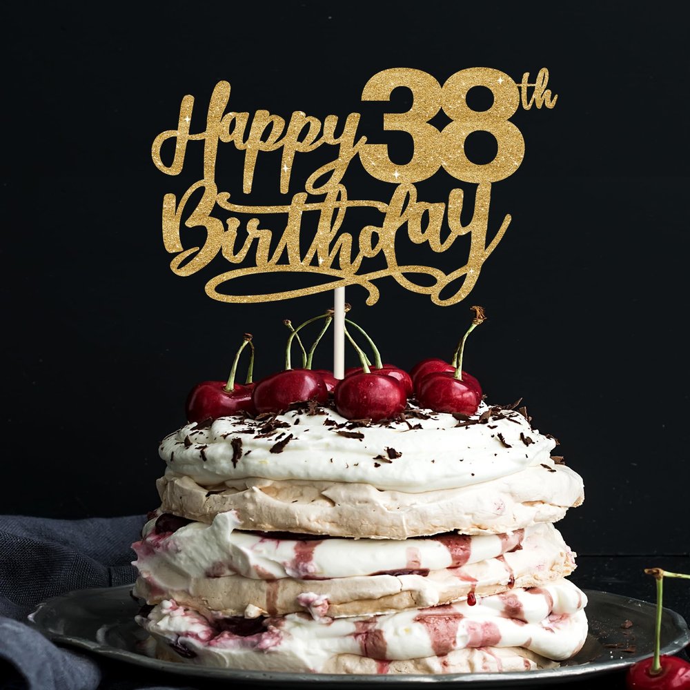 38 Birthday Cake Toppers, 38th birthday decorations, 38th Cake Topper for Men,38 Cake Topper For Women, 38th Birthday Cake Topper thirty eight Gold Glitter