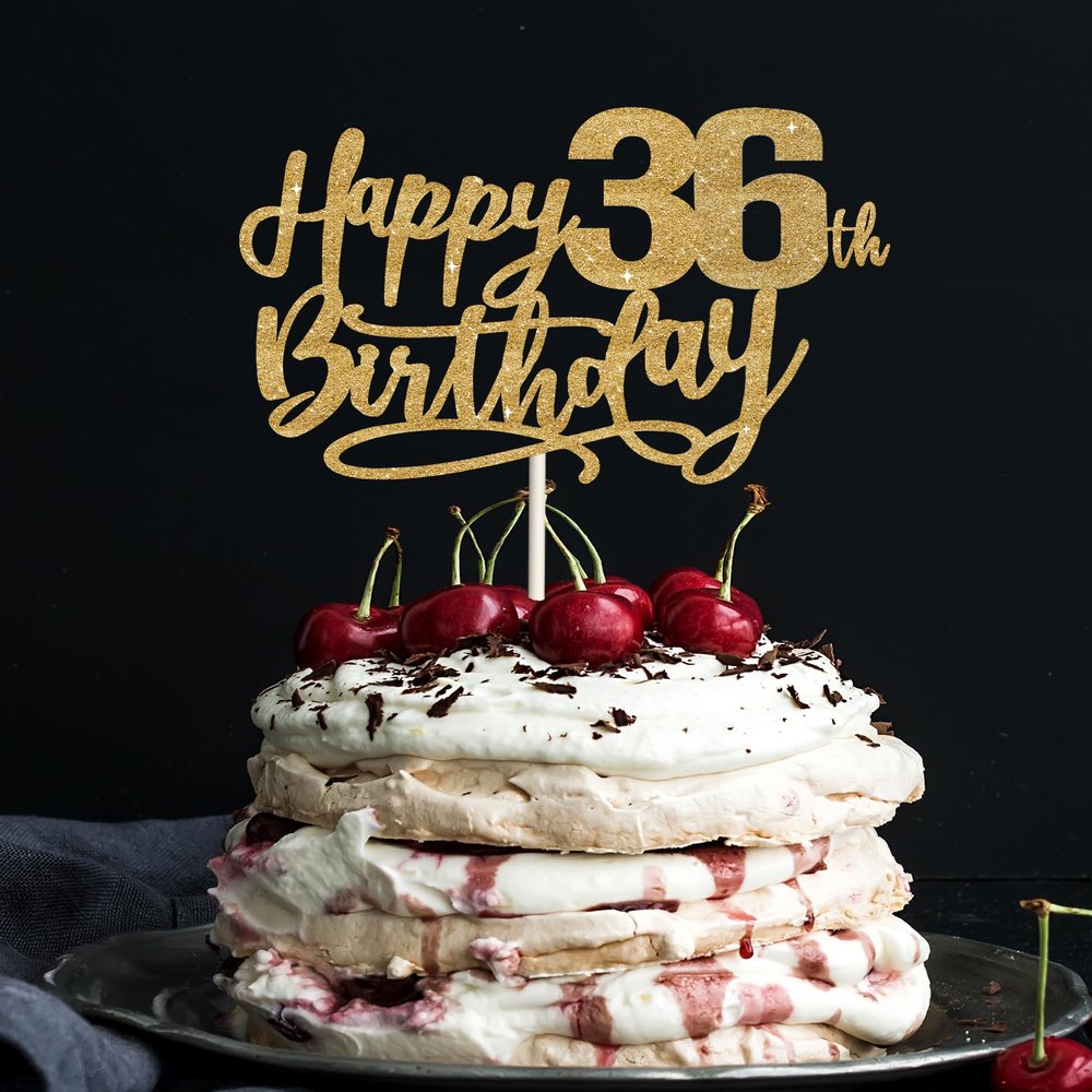 36 Birthday Cake Toppers, 36th birthday decorations, 36th Cake Topper for Men,36 Cake Topper For Women, 36th Birthday Cake Topper thirty six Gold Glitter