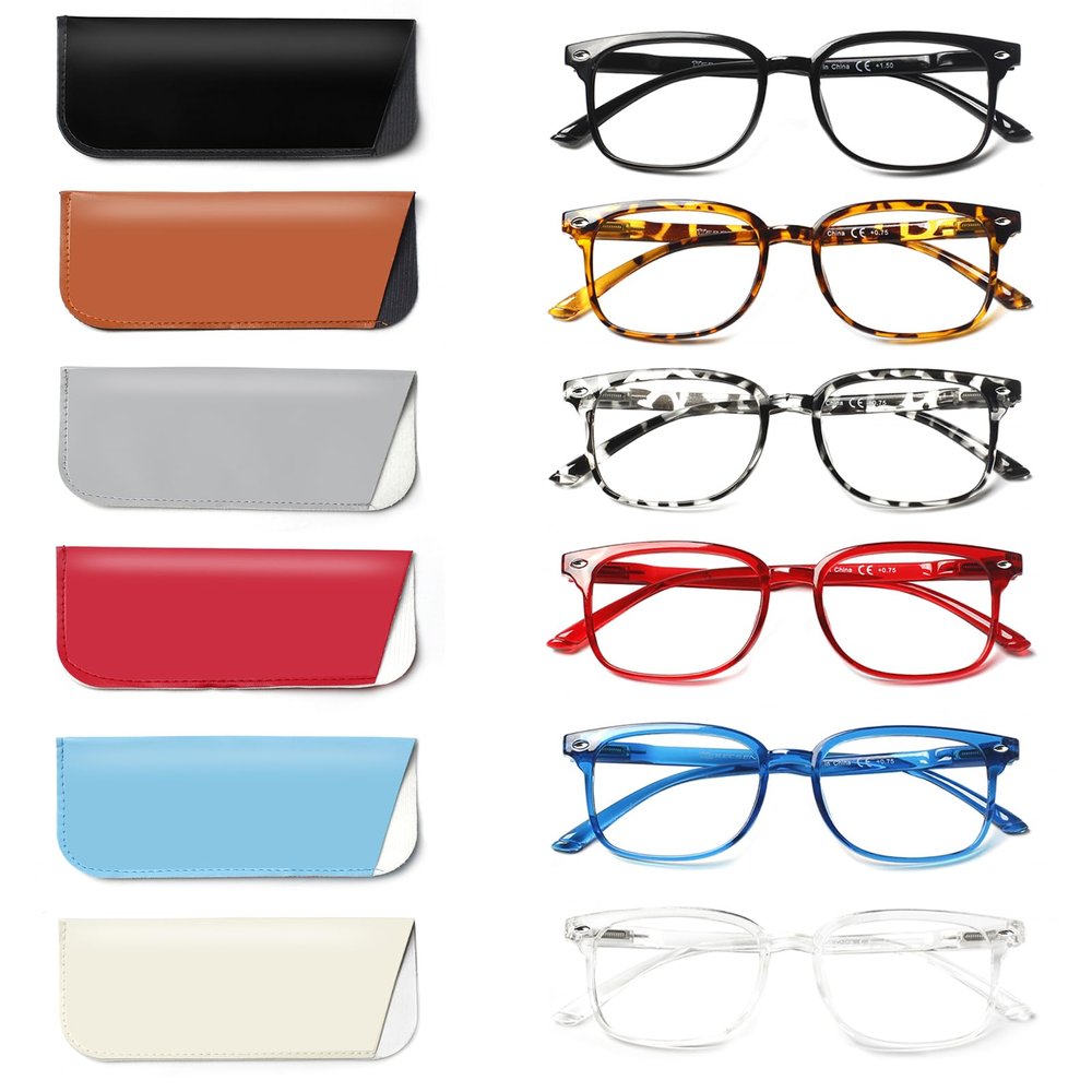 Kerecsen 6 Pack Reading Glasses for Women and Men Blue Light Blocking, Spring Hinge Lightweight Anti Glare Computer Readers (6 Mix Color, 4.0, x)