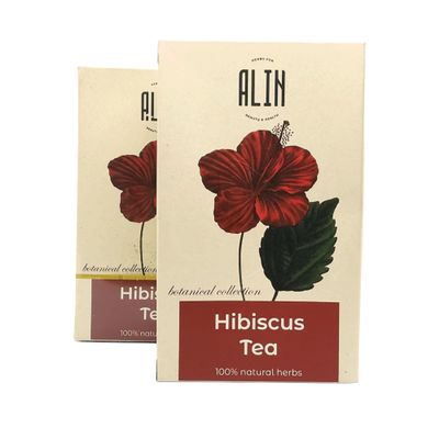 ALIN Hibiscus Tea - 100% Hibiscus Flowers - 2x20 Tea Bags - 20g Natural Herbal Tea - 2 Boxes Set