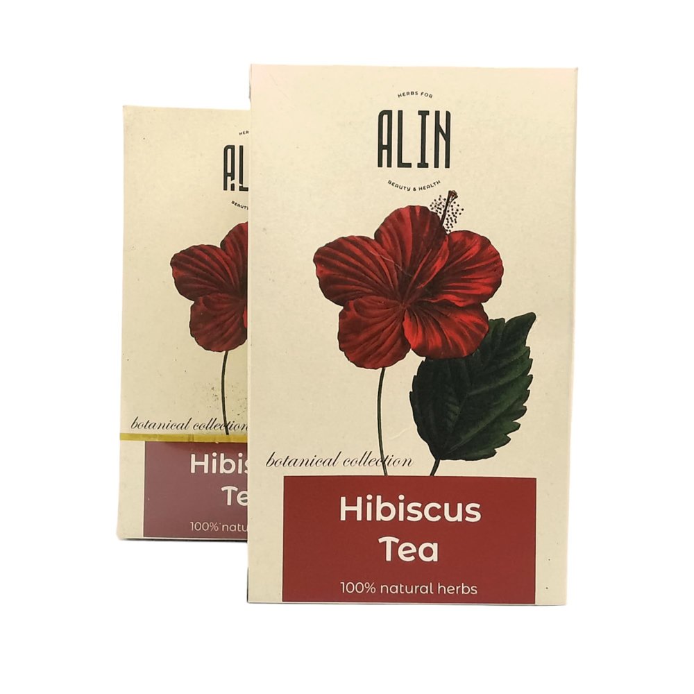 ALIN Hibiscus Tea - 100% Hibiscus Flowers - 2x20 Tea Bags - 20g Natural Herbal Tea - 2 Boxes Set