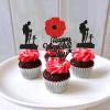 Keaziu 24 Pack Happy Memorial Day Red Flower Cupcake Picks Thanks For Your Service American National Memorial Day Theme Party Cake Decorations Supplies view 2
