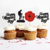 Keaziu 24 Pack Happy Memorial Day Red Flower Cupcake Picks Thanks For Your Service American National Memorial Day Theme Party Cake Decorations Supplies view 3