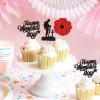 Keaziu 24 Pack Happy Memorial Day Red Flower Cupcake Picks Thanks For Your Service American National Memorial Day Theme Party Cake Decorations Supplies view 4