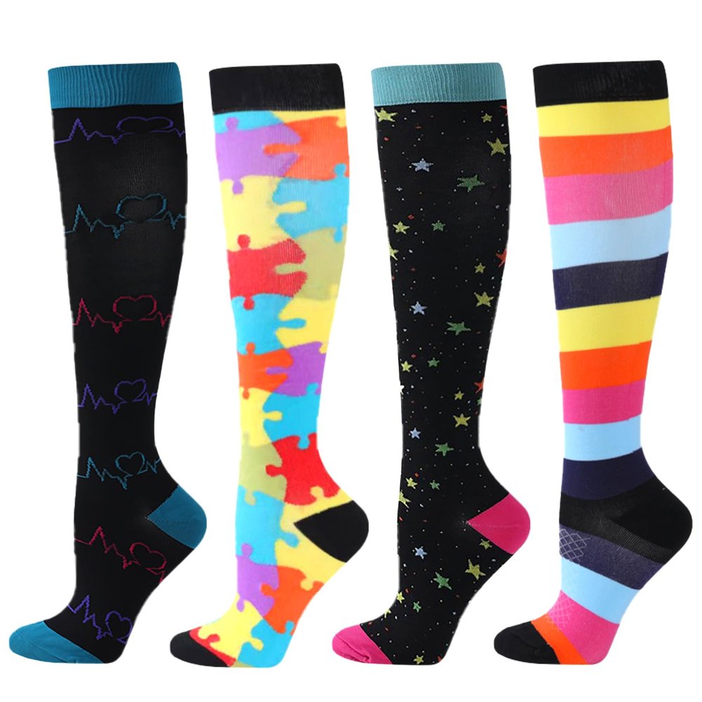 BISOUSOX Compression Socks for Men and Women - 15-20 mmHg Knee-High Flight Socks for Running, Sports, Pregnancy - Gift for Pregnant Women