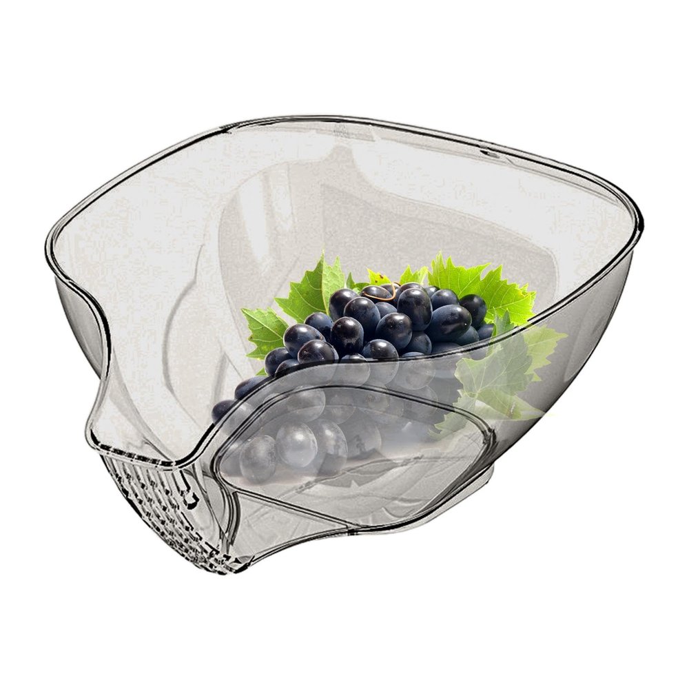 Bexdug Fruit Washing Bowl with Strainer,Side Filter Hangable Safety Strainer Bowl for Fruit Wash - Space Saving Kitchen Strainer, Stackable Multifunctional Washing Bowl for Beans Tomato