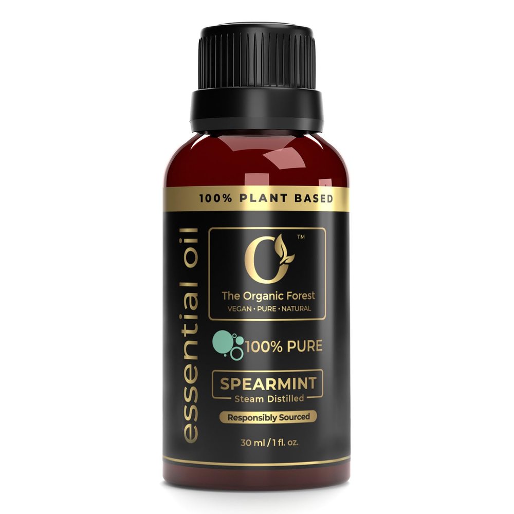 100% Plant Based Spearmint Oil for Facial Hair, Body Massage & Aromatherapy - 100% Pure & Organic Spearmint Essential Oil for Face, Skin Hair & Diffuser