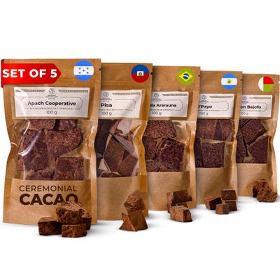Ceremonial Raw Cacao 5 x 100g 100% Sugar-Free Keto Drinking Chocolate Raw Blocks for Ceremonial Use Spiritual Drinking Cacao Beans