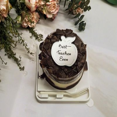 Set of 20 Best Teacher Ever Apple,Engraved Mirror Cupcake Disc Toppers for Graduation & Teacher Appreciation Party Decorations,Teacher Day Decoration Gift (Apple, Silver Mirror)