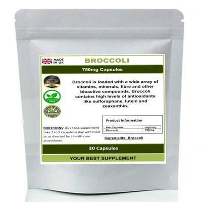 Broccoli Capsules 750mg,High Strength Supplement,Super-Food Sulforaphane (30)