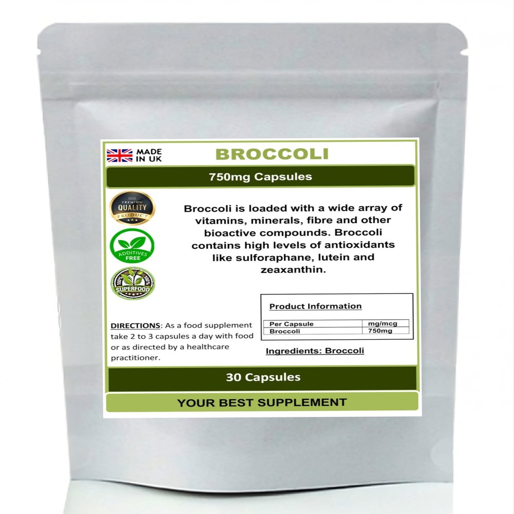 Broccoli Capsules 750mg,High Strength Supplement,Super-Food Sulforaphane (30)