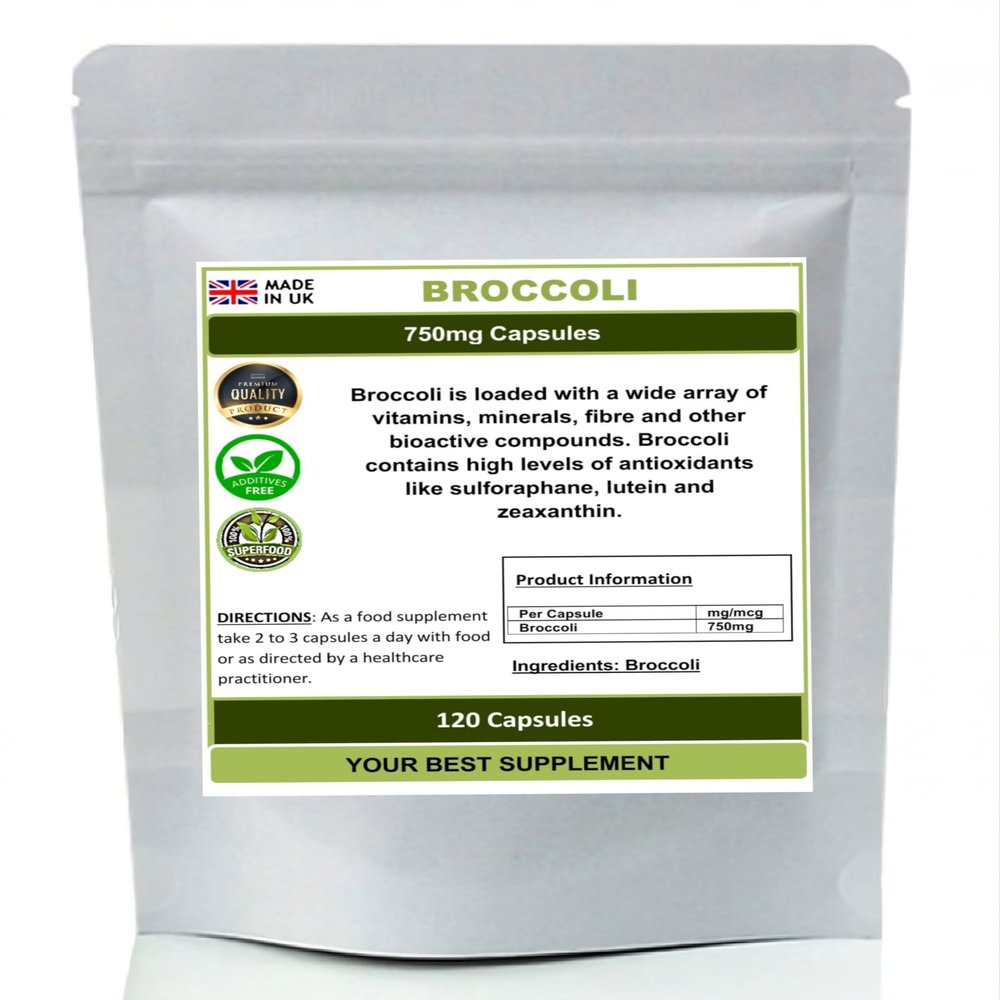 Broccoli Capsules 750mg,High Strength Supplement,Super-Food Sulforaphane (120)