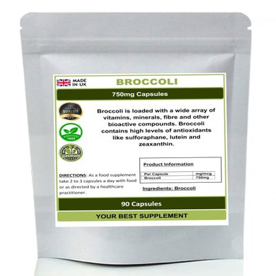 Broccoli Capsules 750mg,High Strength Supplement,Super-Food Sulforaphane (90)