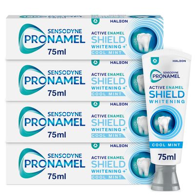 Sensodyne Pronamel Toothpaste Active Enamel Shield, Whitening Toothpaste, Fresh Mint, Toothpaste Multipack, 4 x 75ml