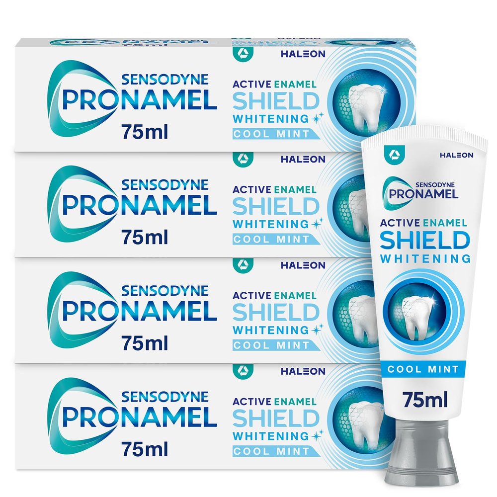 Sensodyne Pronamel Toothpaste Active Enamel Shield, Whitening Toothpaste, Fresh Mint, Toothpaste Multipack, 4 x 75ml