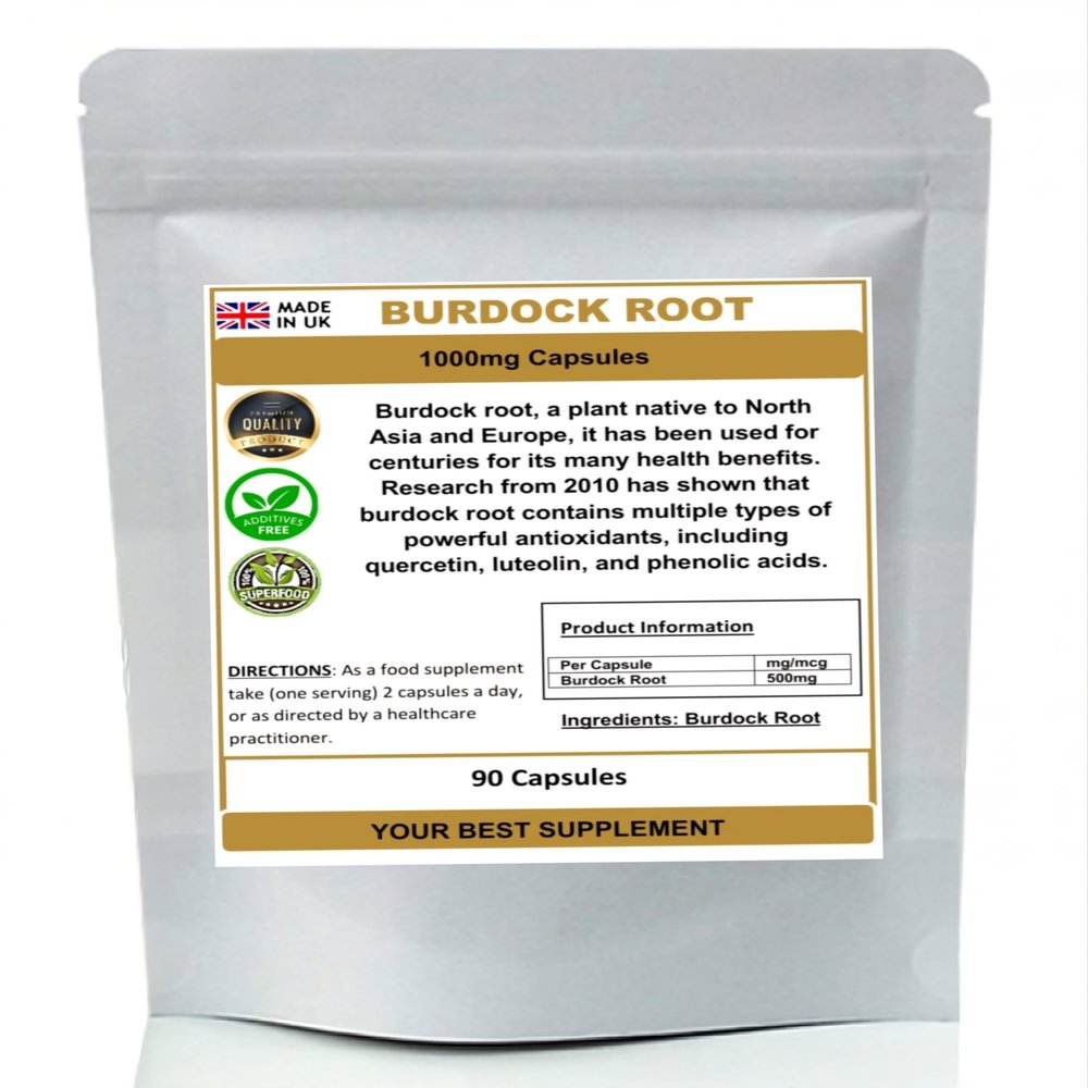 Burdock Root Capsules 1000mg Per Serving Premium 100% Natural Pure no additives (90)