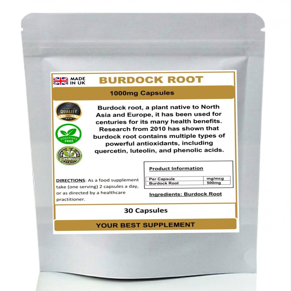Burdock Root Capsules 1000mg Per Serving Premium 100% Natural Pure no additives (30)